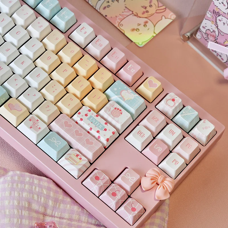 Individual Sweet Treats PBT keycaps with various dessert motifs