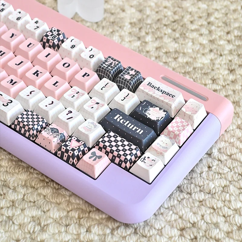 Sweetheart Pink keycaps showcasing Cherry profile ergonomics