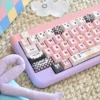 Close-up of dye-sublimated legends on Sweetheart Pink PBT keycaps