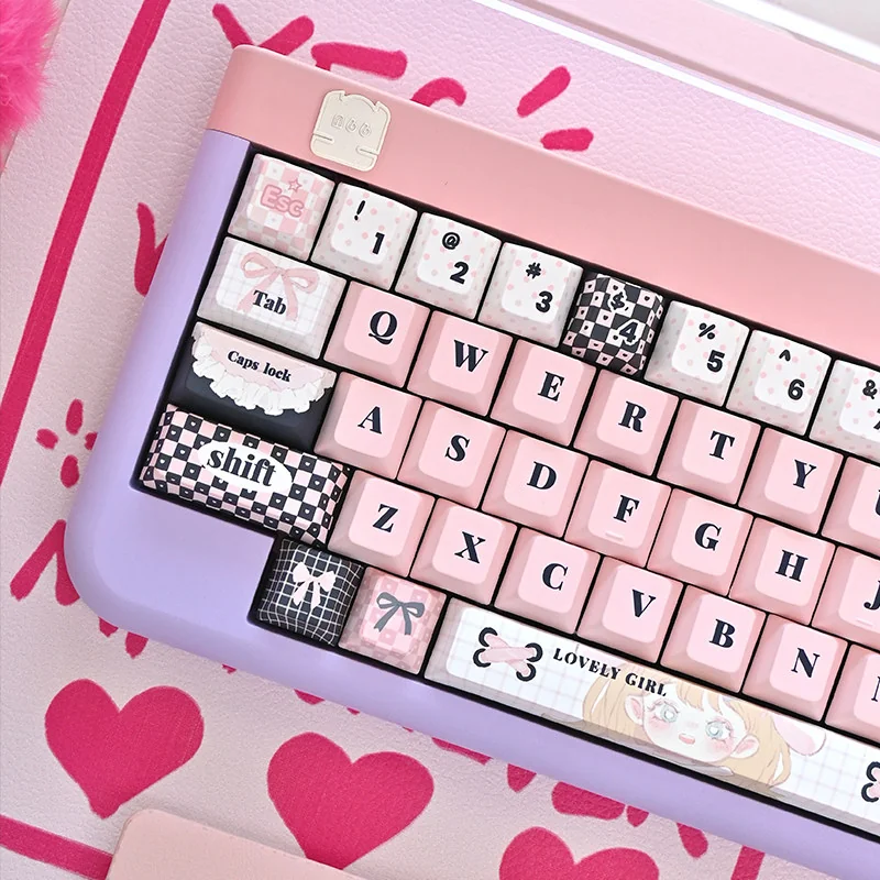 Full Sweetheart Pink PBT Keycap Set on a mechanical keyboard