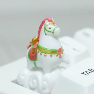 Auspicious Horse Keycap with subtle backlighting, emphasizing its symbolic good fortune.