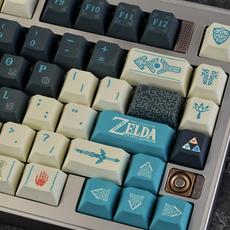Tears of Kingdom themed keycap set installed on a gaming mechanical keyboard setup