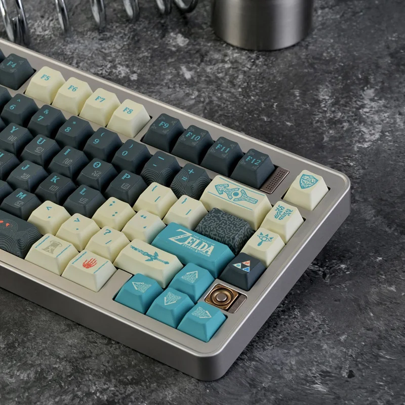 Side profile view of Cherry profile Tears of Kingdom keycaps, showing ergonomic height