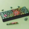 Side profile of Wild Lotus Cherry Keycap Durable PBT side-lit showing keycap set shape and fit