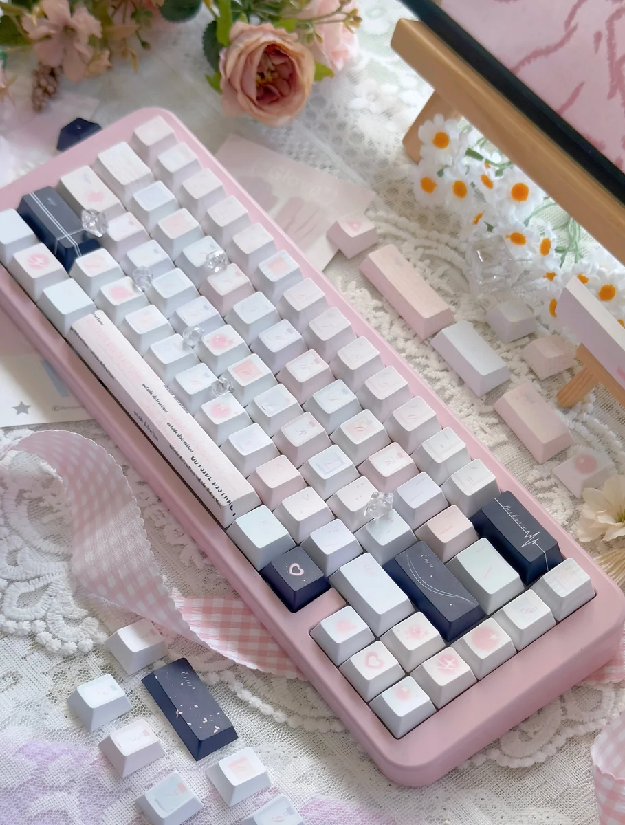 Side profile of Wish Sticky Note Cherry Unique 'Wish Sticky Note' showing keycap set shape and fit
