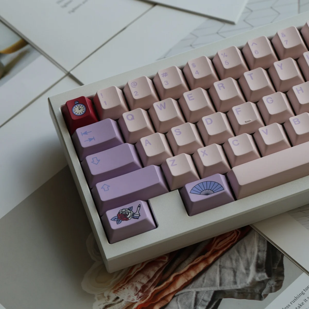 Side profile of Wonderland Cherry Keycap Set Enchanting showing keycap shape and fit