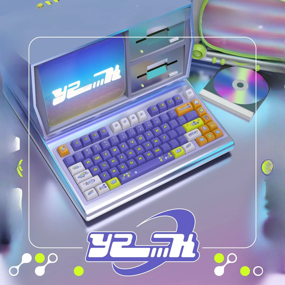 Side profile of Y2K Nostalgia KDA Keycap Authentic Y2K aesthetic showing keycap shape and fit
