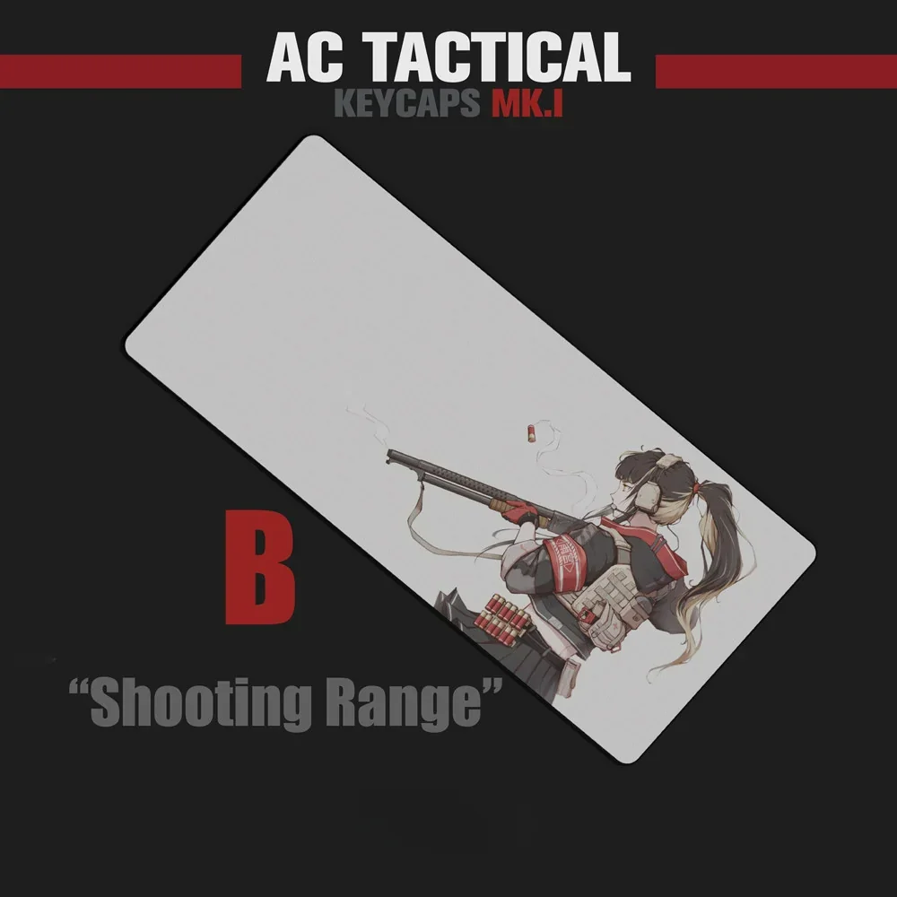 Side profile of AC Tactical Desk Mats tactical design showing keycap set shape and fit