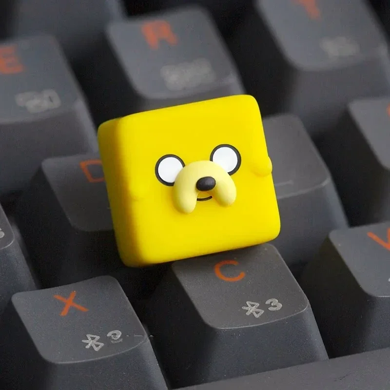 Adventure Time Jake resin keycap glowing on mechanical keyboard