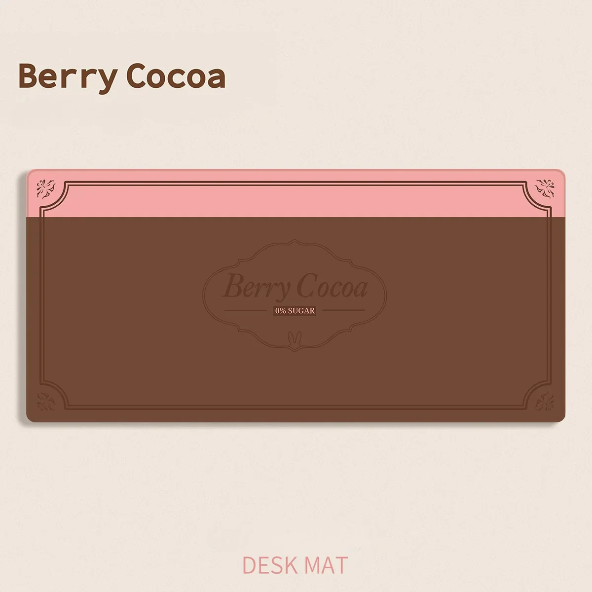 Berry Cocoa Desk Mat on a desk showcasing warm brown and pink tones
