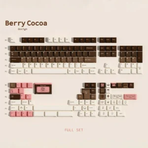 A side angle of the Berry Cocoa Keycap Set, illustrating the ergonomic Cherry profile.