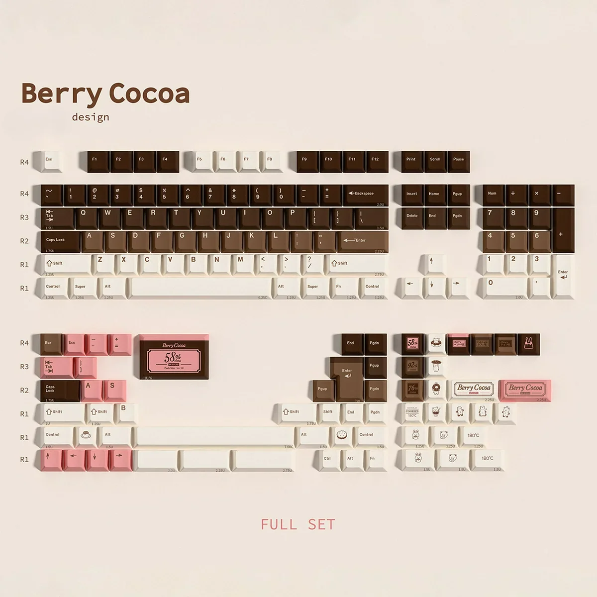 A side angle of the Berry Cocoa Keycap Set, illustrating the ergonomic Cherry profile.