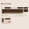 Styled shot of the Berry Cocoa PBT keycaps with a cozy background, enhancing the theme.