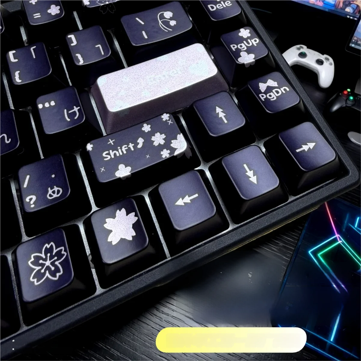 Black Spring Bright Sunshine Artistic metallic installed on a mechanical keyboard setup