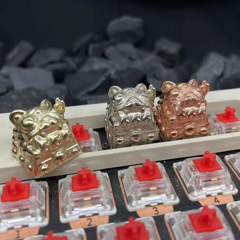 Close-up of Bright Fortune Cat Keycaps Handcrafted 3D highlighting details and finish