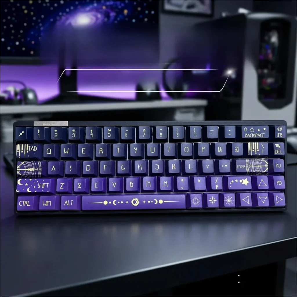 Celestial Star Spectrum PBT Keycap Set with side-printed translucent legends