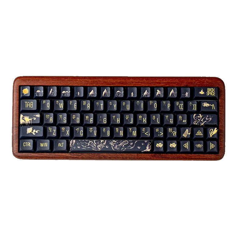 Angle view of the Dunhuang PBT Keycap Set demonstrating ergonomic Cherry profile