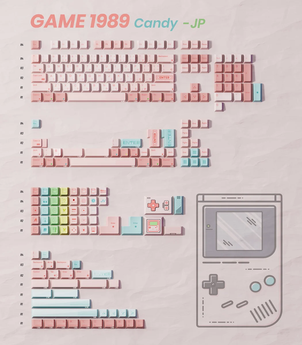 Side profile view of Game1989 Candy Keycaps, demonstrating the ergonomic Cherry profile.