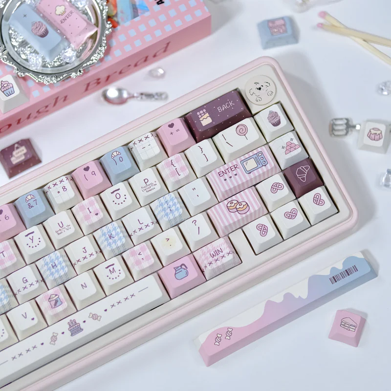 Side view of Deep Roast Academia keycaps showing profile