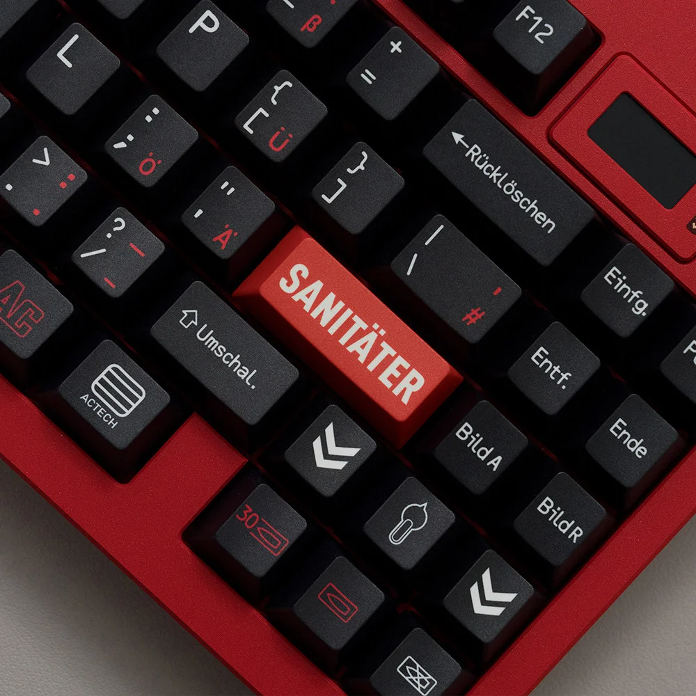 Overhead view of the Tactical Keycap Set layout, demonstrating Cherry profile ergonomics.