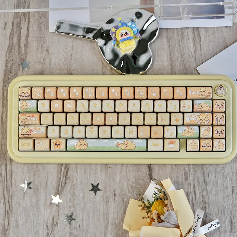 Chiikawa Usagi MOA PBT Keycap Set on mechanical keyboard