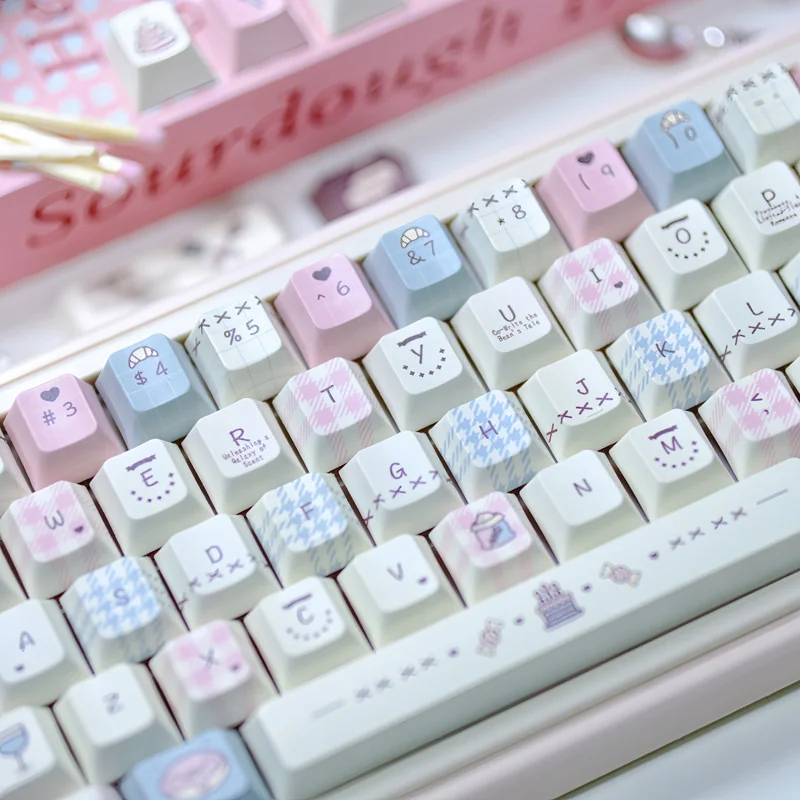 Full layout view of coffee-themed keycap set