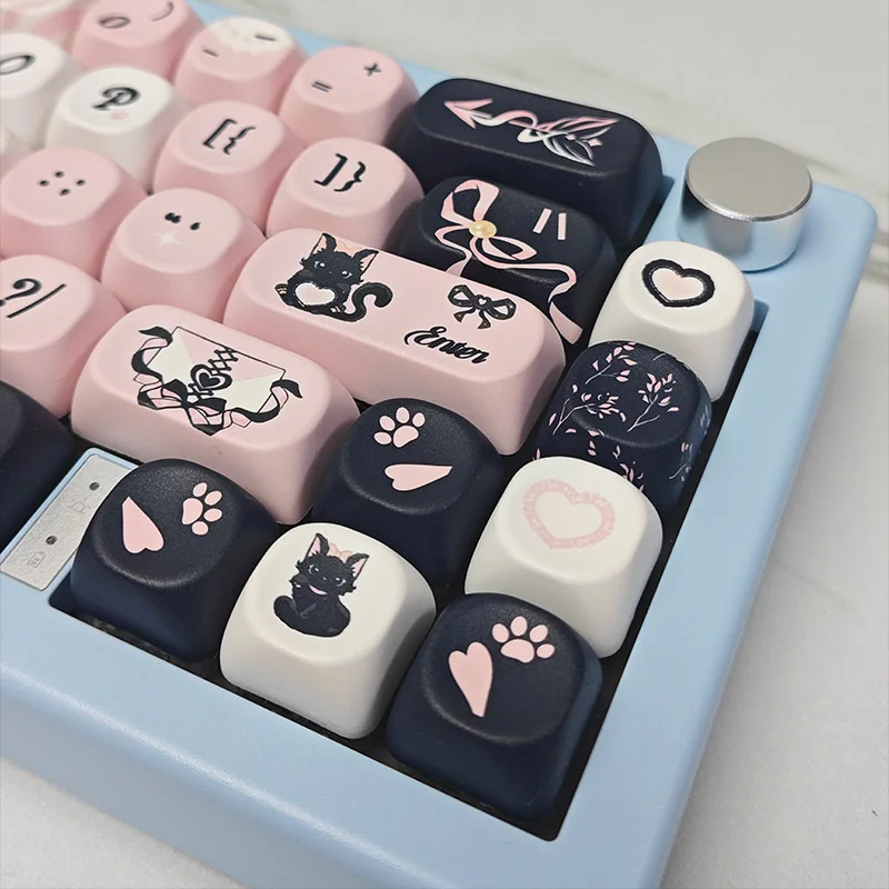 Full layout of Sweetheart Black Cat PBT keycap set