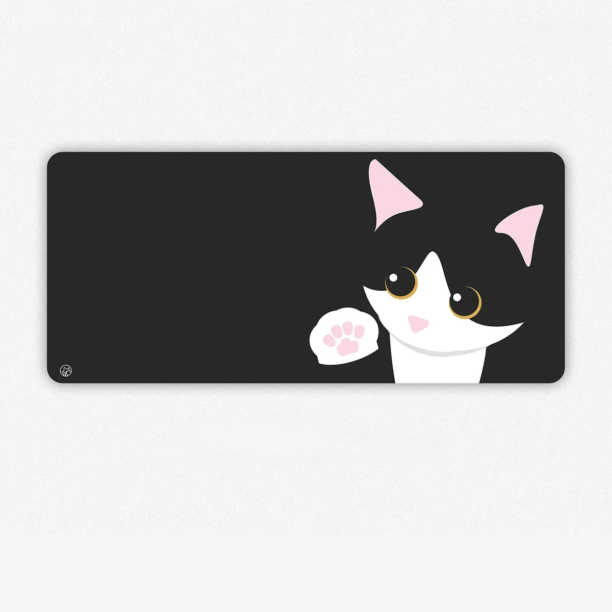 Mechanical keyboard with Cow Cat Desk Mat and matching desk accessories