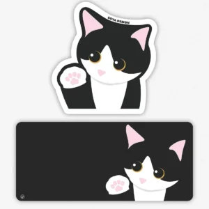 Cow Cat Desk Mat & Mouse Pad on your desk