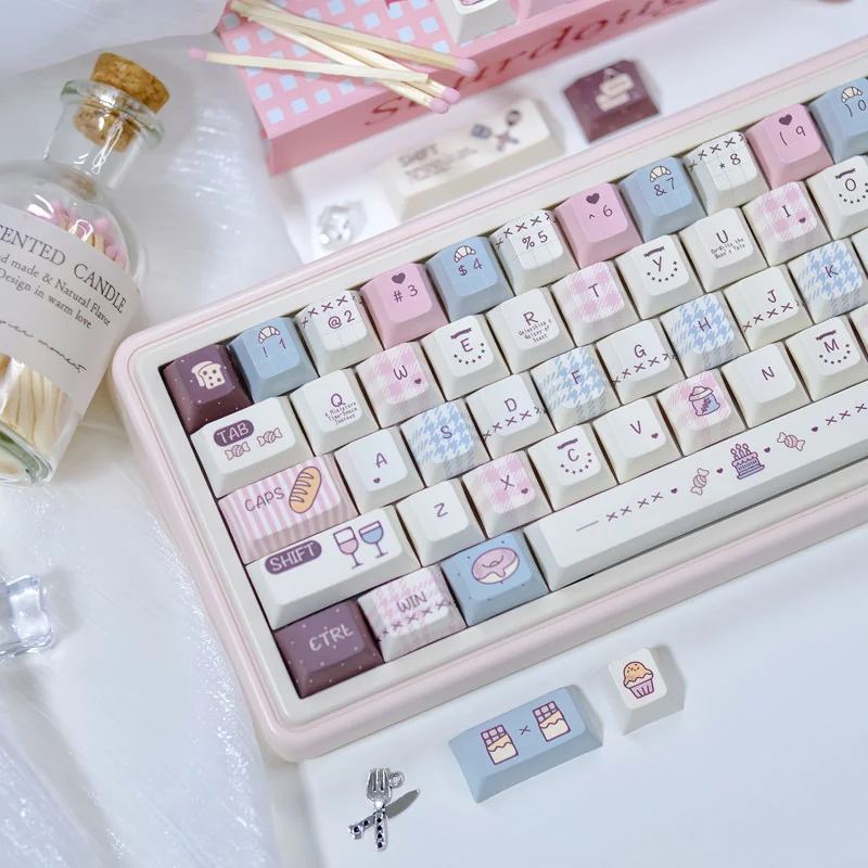 Close-up of Cherry profile dye-sublimated PBT keycaps