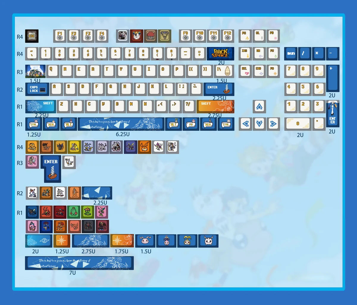 Angle view of Digimon Odyssey Cherry Keycap Nostalgic showing color layering and layout presence