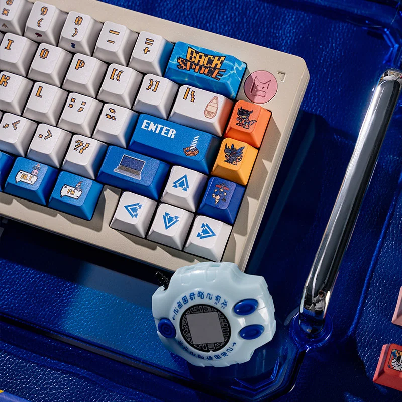 Digimon Odyssey Cherry Keycap Nostalgic installed on a mechanical keyboard setup
