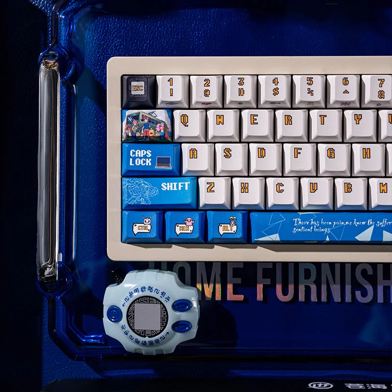 Side profile of Digimon Odyssey Cherry Keycap Nostalgic showing keycap set shape and fit
