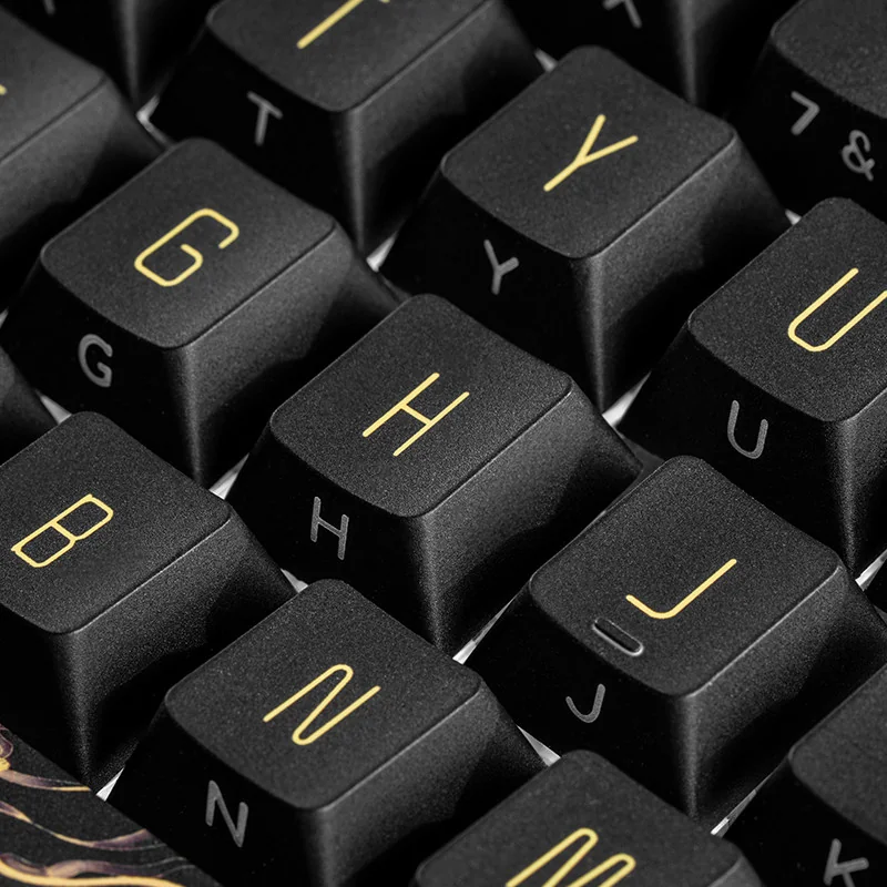 Dunhuang Silk Road keycaps arranged to show cultural patterns and desert landscape inspiration.