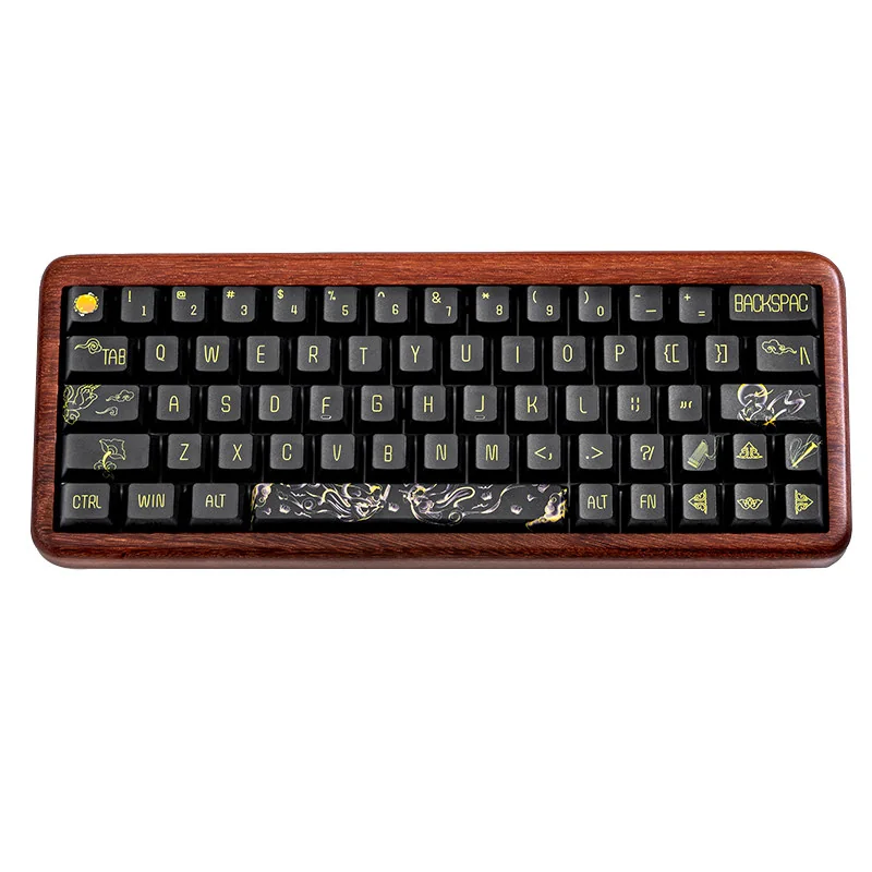 Close-up of Dunhuang Silk Road keycaps, highlighting dye-sublimated cultural motifs and OEM profile.