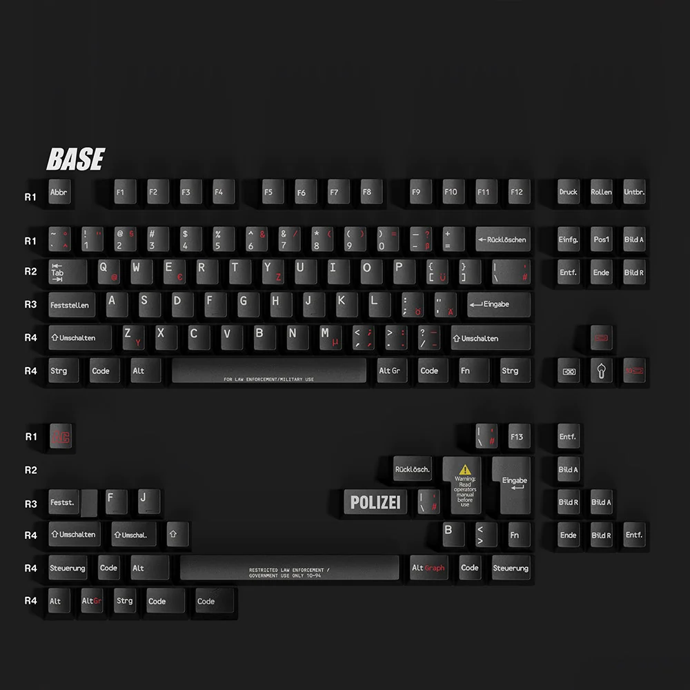 Side profile of Tactical PBT keycaps showing their Cherry profile height and durability.