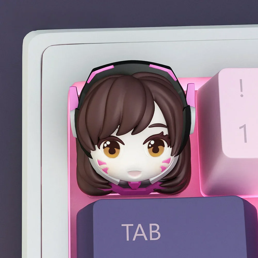Overwatch D.VA Artisan Keycap on mechanical keyboard