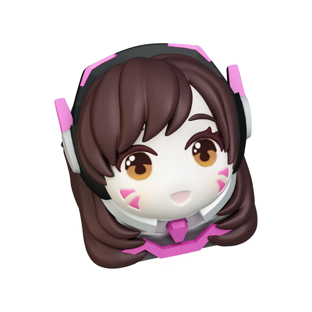 Close-up of handcrafted D.VA resin keycap design