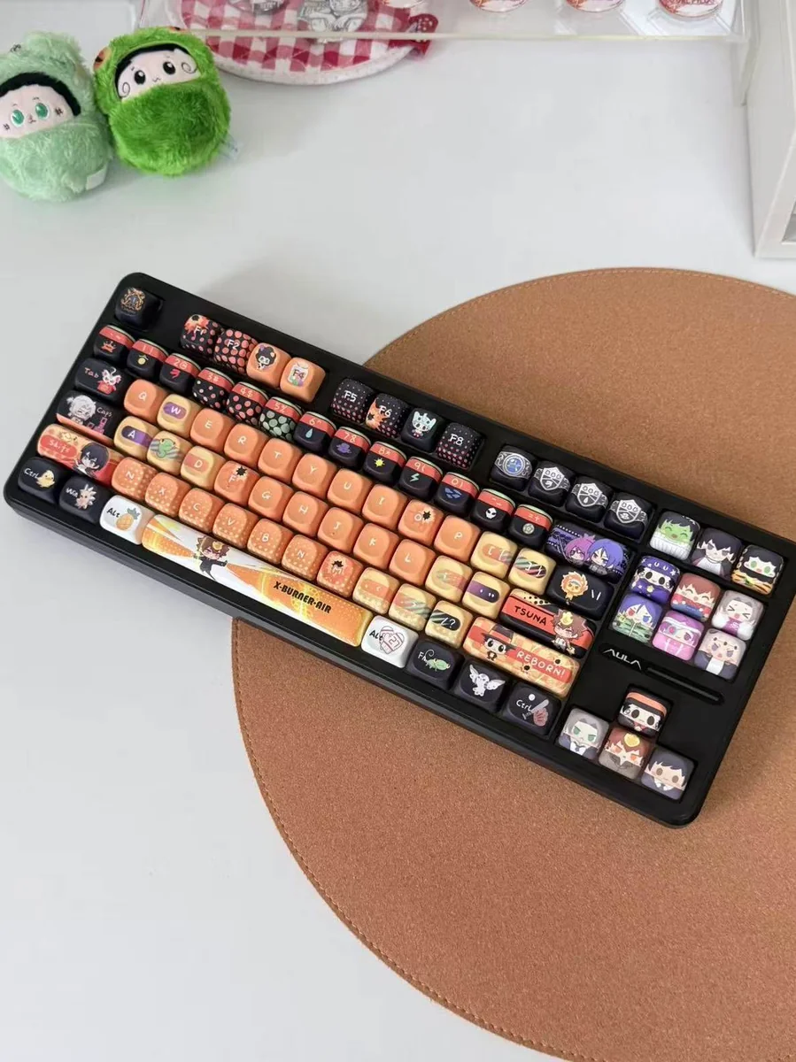 Detailed shot of dye-sublimated chibi keycap legends