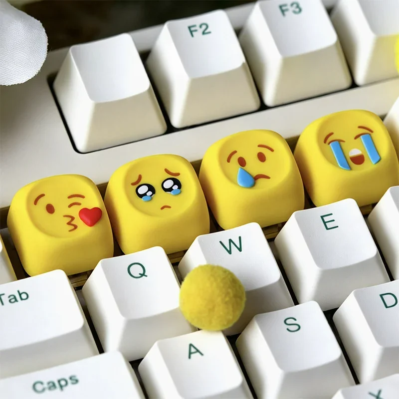 Close-up of Emoji Series Artisan Keycaps Handcrafted Resin highlighting details and finish
