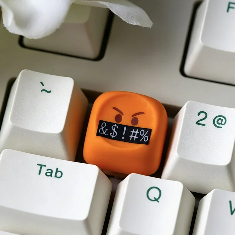 Side profile of Emoji Series Artisan Keycaps Handcrafted Resin showing artisan keycap shape and fit