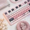 Ergonomic MOA profile keycaps with pastel pink aesthetic
