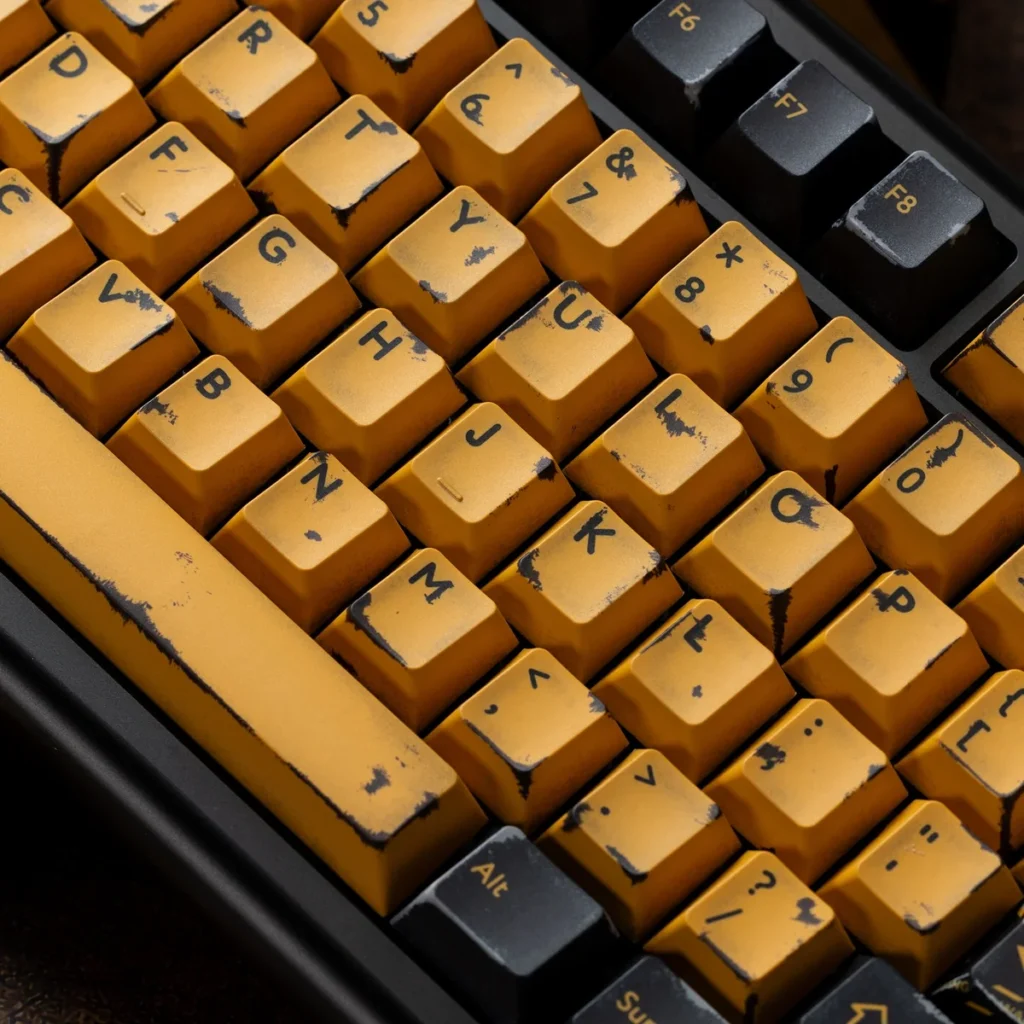 Side profile of Erosion Battle-Damaged Rust Cherry Unique showing keycap set shape and fit