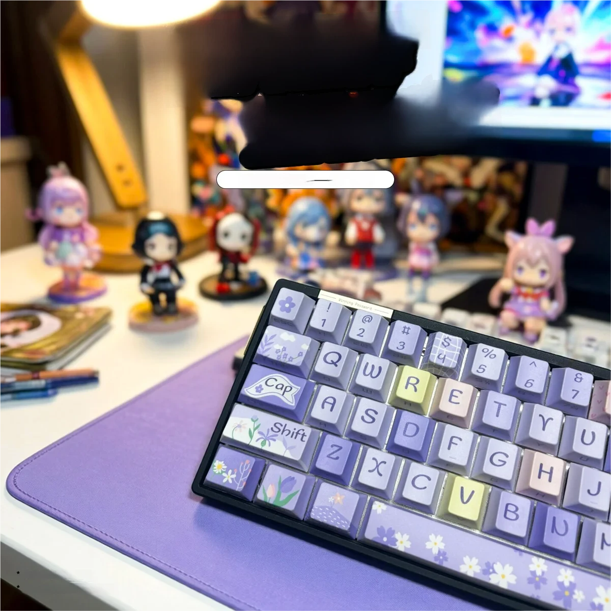 Close-up of Floral World Cherry Keycap Vibrant floral design highlighting details and finish