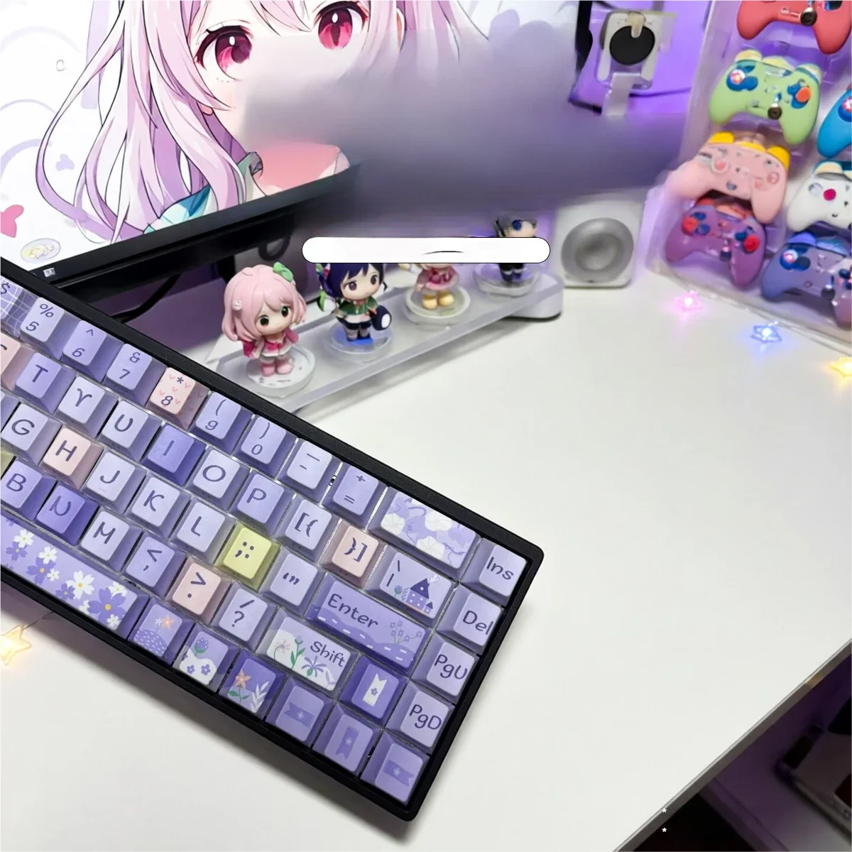Floral World Cherry Keycap Vibrant floral design installed on a mechanical keyboard setup