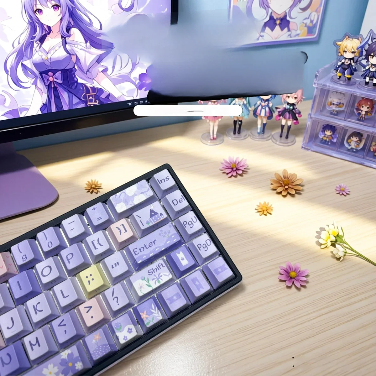 Detailed texture view of Floral World Cherry Keycap Vibrant floral design design and material