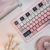 Full 132-key layout of Line Art Pink Bear keycap set for custom keyboards