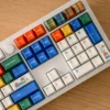 Overhead view of the Dopamine Rabbit Keycap Set, displaying the full collection of mood-boosting keycaps.