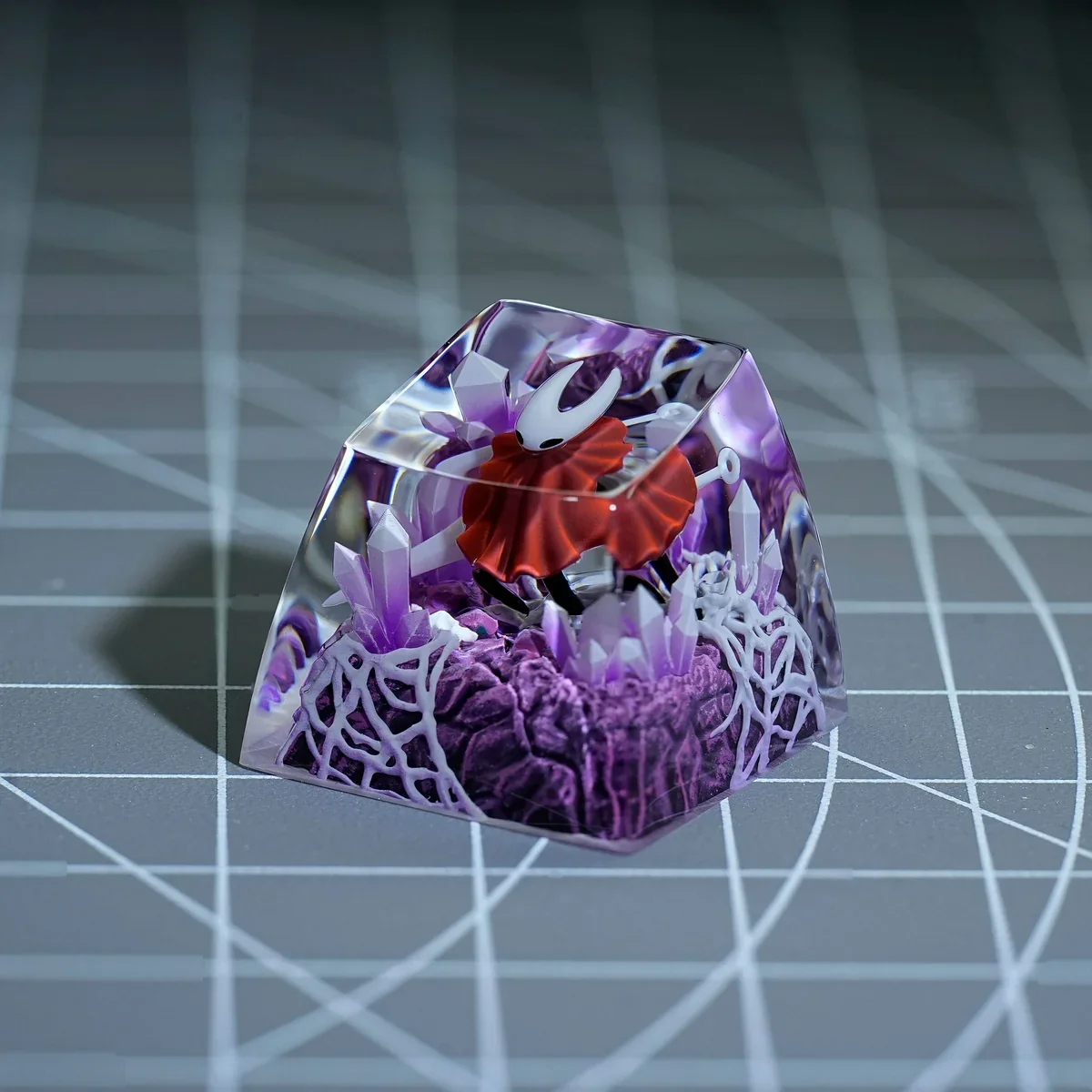 Hollow Knight Hornet keycap glowing with keyboard RGB backlight