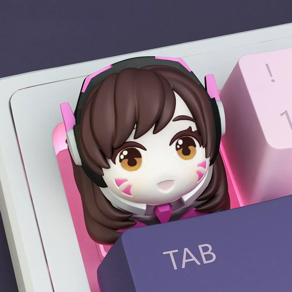 Side view of D.VA artisan keycap showcasing detail